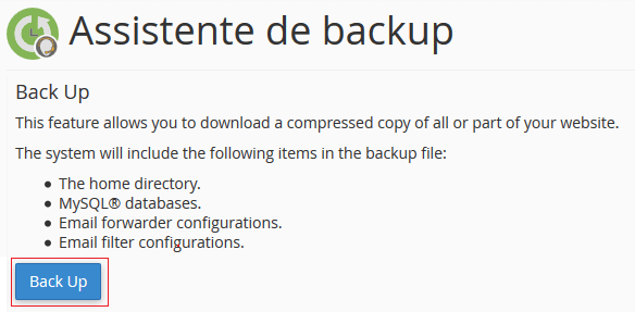 Pressione Backup.