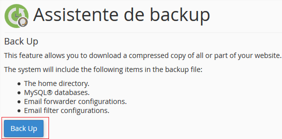 Selecione Backup.