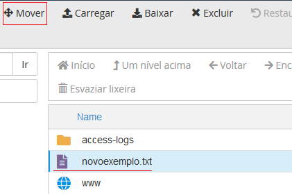 Selecione o Arquivo e clique em mover.