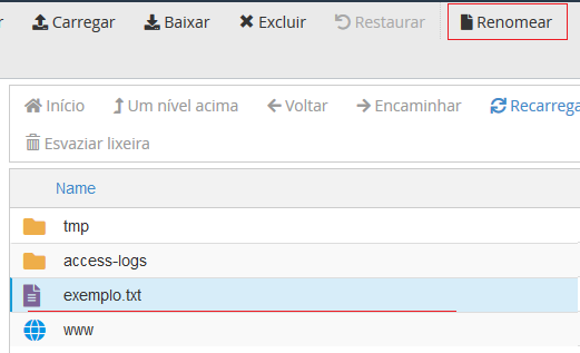 Selecione o arquivo e pressione Renomear.