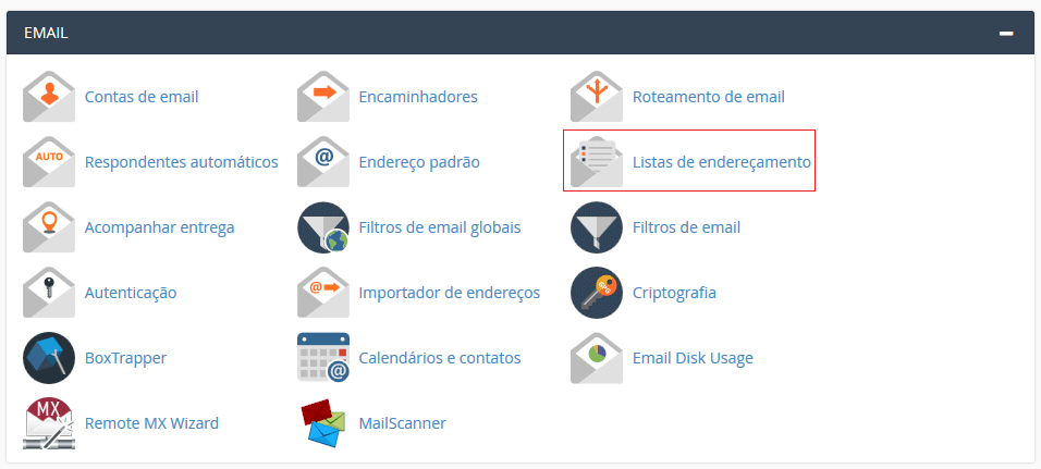 Na aba Email . CPanel.