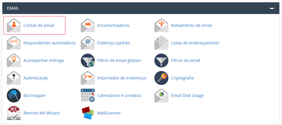 Na aba de Email do cPanel.