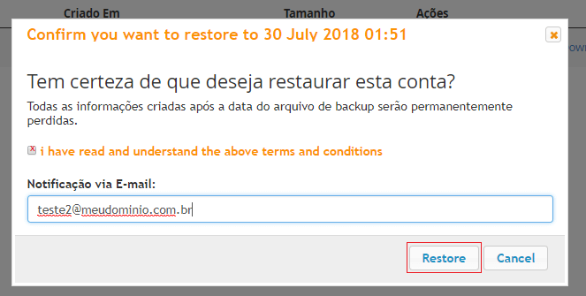 Informe seu email para notificação.