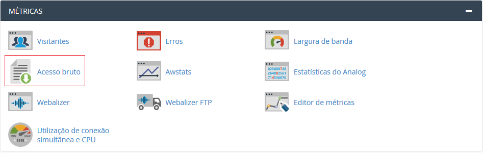 Na aba Métricas.