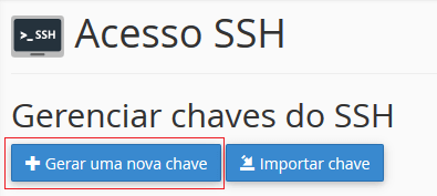 Selecione Gerar uma nova chave.