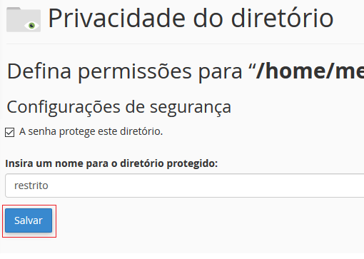 Nomeando diretório protegido.