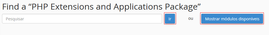 Pesquise os módulos disposíveis.