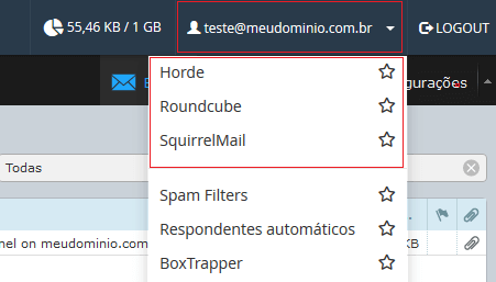 Do lado direito de LOGOUT.