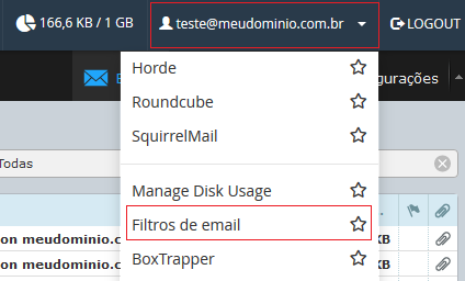 Logado no Webmail.