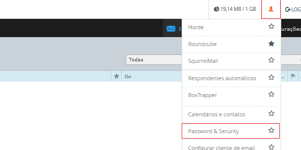 Logado no Webmail.