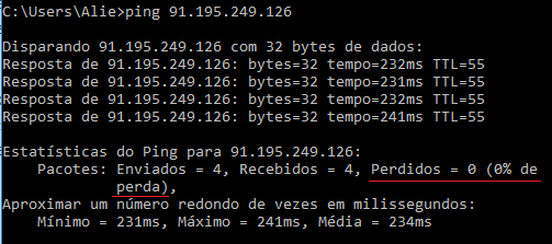 ping com IP.