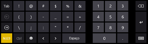 Teclado em tela do Windows 8 para entrada de número de telefone