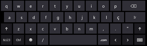 Teclado em tela do Windows 8 para entrada de URL